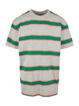 Urban Classics T-Shirt Urban Classics Herren Light Stripe Oversize Tee (1-tlg) graumeliert/grasgrn/dunkelorange