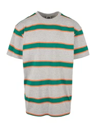 Urban Classics T-Shirt Urban Classics Herren Light Stripe Oversize Tee (1-tlg) graumeliert/grasgrn/dunkelorange