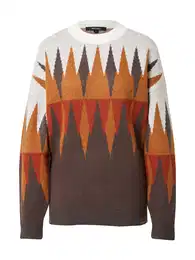 Svetr 'Fady' hnědá / koňaková / červená / bílá