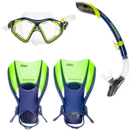 US Divers Schnorchelset ''''Admiral'''' blau / dunkelgrau / neongrn / transparent