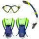 US Divers Schnorchelset ''''Admiral'''' blau / dunkelgrau / neongrn / transparent