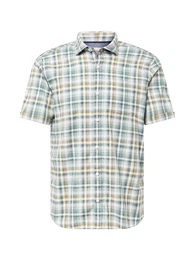 Hemd grün / weiß / navy / cognac