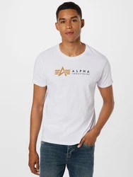 Alpha Industries T-Shirt Alpha Label T cognac/schwarz/weiß