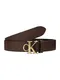 Calvin Klein Jeans Ledergürtel ''''ROUNDED MONO PLAQUE BELT 35MM'''' dunkelbraun / gold