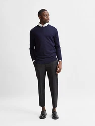 SELECTED HOMME Pullover Town OWN MERINO COOLMAX KNIT dunkelblau