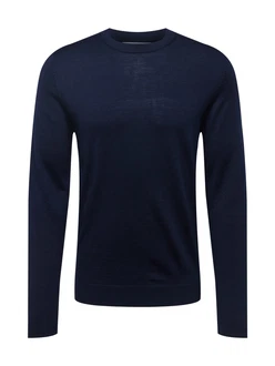 SELECTED HOMME Pullover Town OWN MERINO COOLMAX KNIT dunkelblau