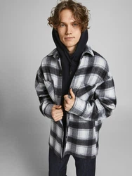 JACK & JONES Jacke Cane anthrazit / graumeliert / naturweiß