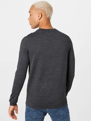 SELECTED HOMME Pullover Town OWN MERINO COOLMAX KNIT grau