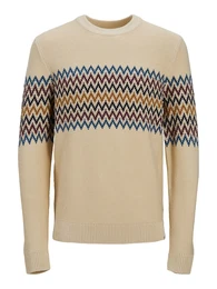 Pullover beige / senf / dunkelbraun / blau