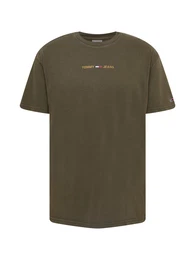T-Shirt oliv / weiß / rot / curry