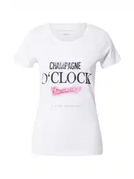Tričko 'Champagne O´clock' pink / černá / bílá
