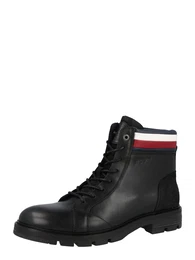 Boots schwarz / weiß / karminrot
