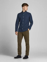 Jack & Jones Langarmhemd JPRBLUBrook OXFORD nachtblau