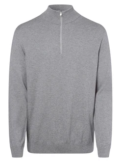 SELECTED HOMME Rundhalspullover Berg graumeliert