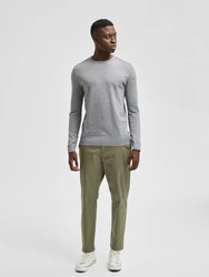 SELECTED HOMME Rundhalspullover Berg grau