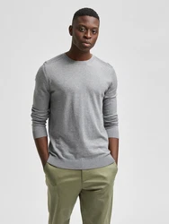 SELECTED HOMME Rundhalspullover Berg grau