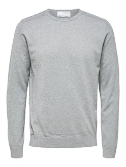 SELECTED HOMME Rundhalspullover Berg grau