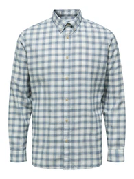 Hemd wei / blau / hellbraun