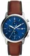 FOSSIL Uhr dunkelbraun / blau / silber