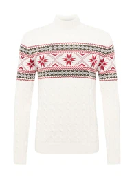 Pullover 'Flake' creme / oliv / rot