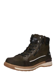 Schnürboots dunkelgrün / weiß / mokka