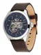 TOMMY HILFIGER Uhr blau / dunkelbraun / silber