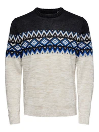 Pullover ''''New Ludvig'''' schwarz / blau / beigemeliert