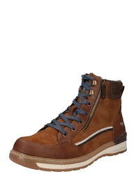Schnürboots karamell / dunkelbraun / weiß / marine