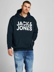 Jack & Jones Plus Sweatshirt 'JJEcorp' dunkelblau/weiß