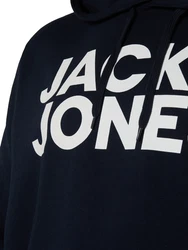 Jack & Jones Plus Sweatshirt 'JJEcorp' dunkelblau/weiß