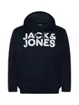 Jack & Jones Plus Sweatshirt 'JJEcorp' dunkelblau/weiß