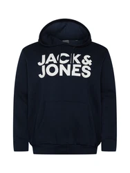 Jack & Jones Plus Sweatshirt 'JJEcorp' dunkelblau/weiß