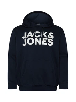 Jack & Jones Plus Sweatshirt 'JJEcorp' dunkelblau/weiß