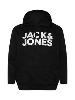 Jack & Jones Plus Sweatshirt 'JJEcorp' schwarz/wei