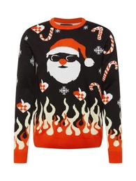 Pullover ''''X-MAS BURNING SANTA'''' schwarz / rot / weiß / creme