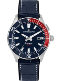 Uhr blau / rot / weiß / silber