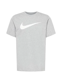 Nike Sportswear T-Shirt 'Swoosh' graumeliert/weiß