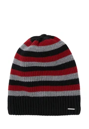 Finn Flare Strickmütze schwarz / rot / grau