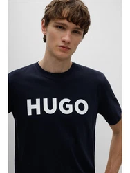 HUGO T-Shirt 'Dulivio' dunkelblau/wei