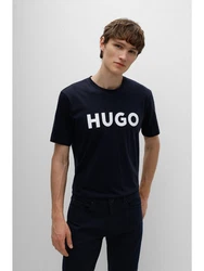 HUGO T-Shirt 'Dulivio' dunkelblau/wei
