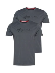 Alpha Industries Rundhalsshirt Label T 2 Pack grau
