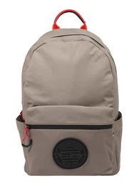 Rucksack dunkelbeige / rot / schwarz / wei