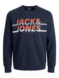 Sweatshirt ''''Charles'''' dunkelblau / grau / dunkelorange / weiß