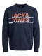 JACK & JONES Sweatshirt ''''Charles'''' dunkelblau / grau / dunkelorange / weiß