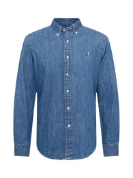Hemd blue denim / hellbraun / wei