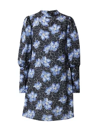 Šaty modrá / pastelově žlutá / černá / bílá