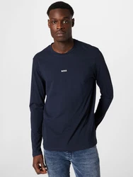 BOSS T-Shirt Herren Langarmshirt TCHARK Schwarz/Dunkelblau/Braun