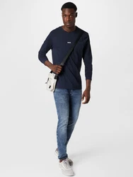 BOSS T-Shirt Herren Langarmshirt TCHARK Schwarz/Dunkelblau/Braun