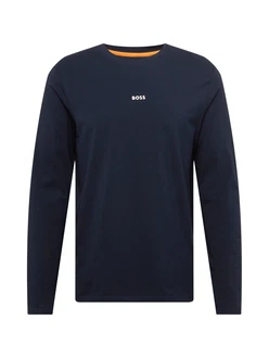 BOSS T-Shirt Herren Langarmshirt TCHARK Schwarz/Dunkelblau/Braun