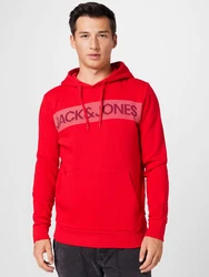 JACK & JONES Sweatshirt CORP Logo Hoodie nachtblau/rot/weiß
